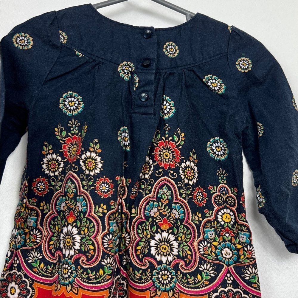 Baby Gap Navy and Red long sleeve cotton floral dress size 12-18 months - Picture 7 of 11